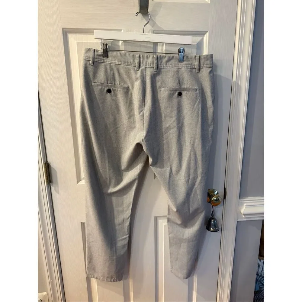 Zara Man Gray & White Micro Check Straight Leg Pants sz 38 EUC